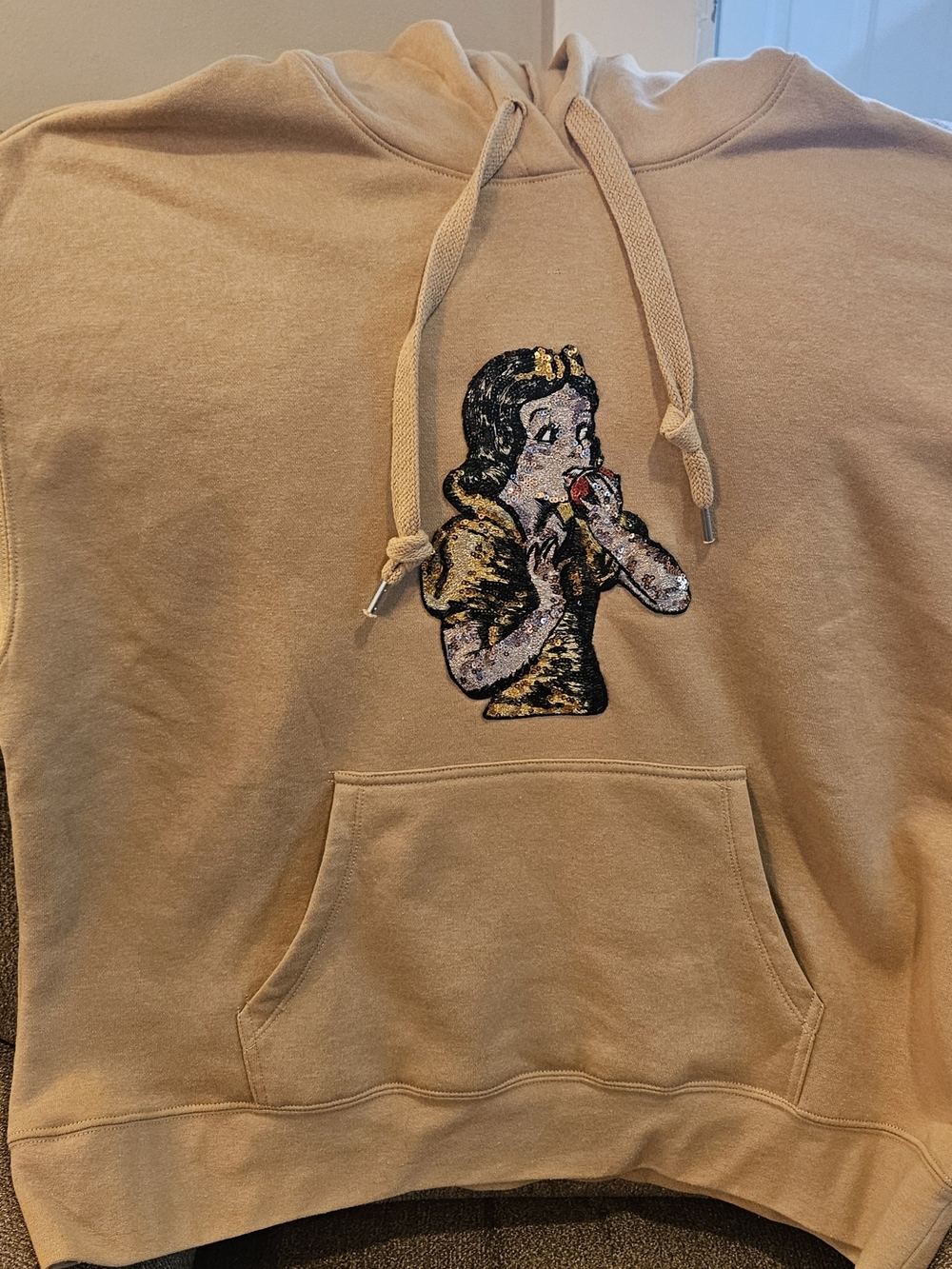 Tan Sequin Snow White Graphic Hoodie